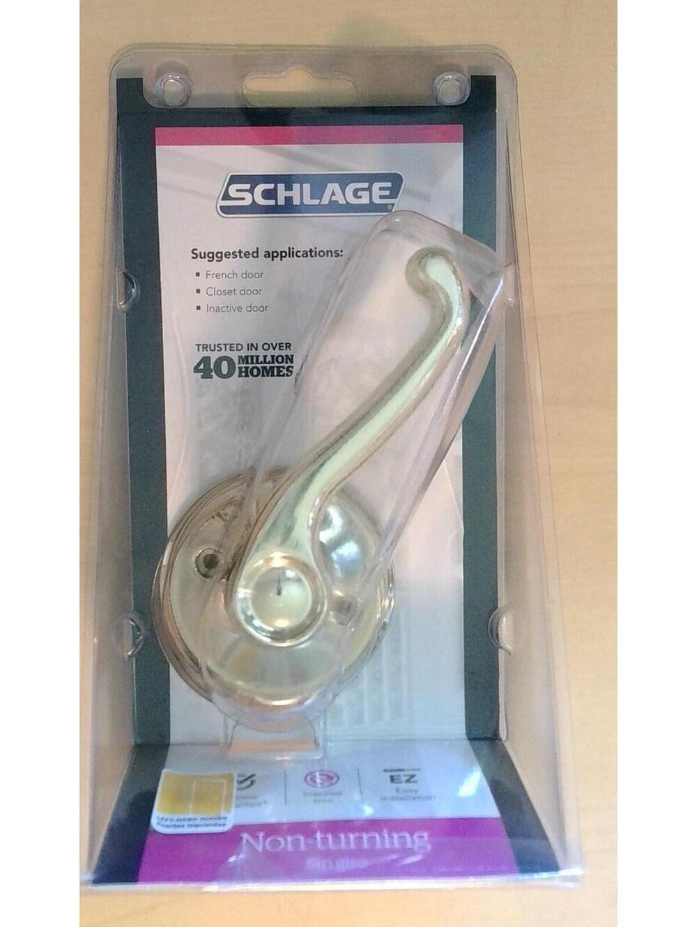 Schlage Flair Bright Brass Non-Turning Dummy Door Lever F170 V FLA 605 New